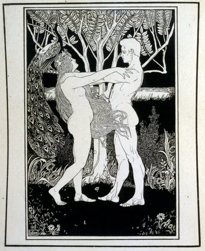 Adam og Eva (uskyld), fra bogen Juda illustreret af Ephraim Moses Lilien (1874-1925). Lilian betragtes som faderen til den zionistiske ikonografi, skabt i Jugendstil (tysk art nouveau) stil. Han illustrerede 