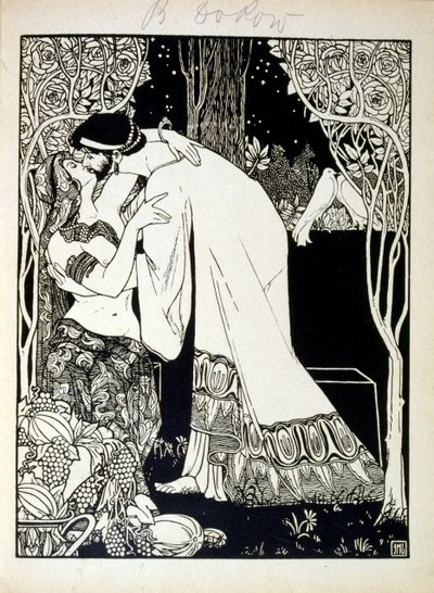 Salomon og Sheba, fra bogen Juda illustreret af Ephraim Moses Lilien (1874-1925). Lilian betragtes som faderen til den zionistiske ikonografi, skabt i Jugendstil (tysk art nouveau) stil. Han illustrerede 