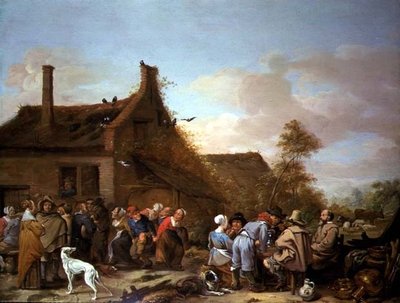 Bøndernes glæde udenfor en kro af Erasmus de Bie