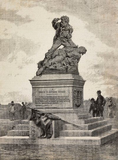 Monument til Enrico (1840-1867) og Giovanni Cairoli (1842-1869), italienske patrioter, bronzegruppe af billedhuggeren Ercole Rosa (1846-1893), på Pincian Hill, Rom, Italien af Ercole Rosa