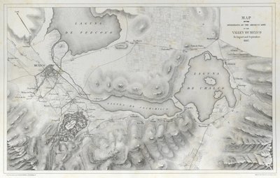 Kort over den amerikanske hærs operationer i Mexicodalen i august og september 1847 under den mexicansk-amerikanske krig. af Erhard Schieble