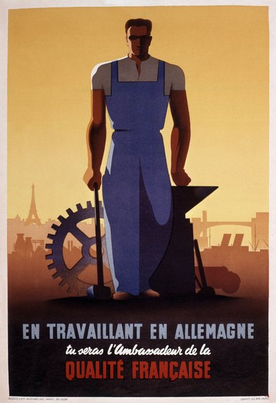 Fransk propagandaplakat for STO (tvangsarbejdsorganisation oprettet i 1943 under den tyske besættelse af Frankrig) af Eric Castel