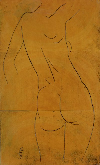 Nøgen kvinde, set bagfra (træblok) af Eric Gill