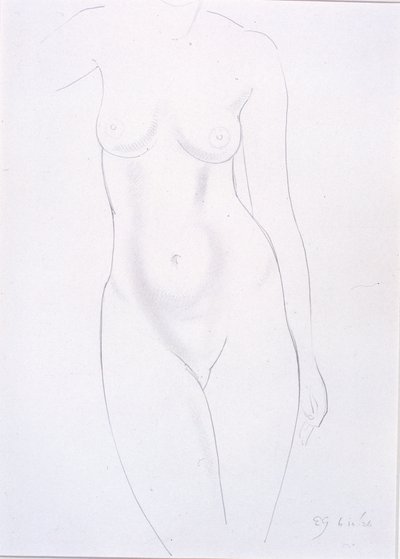 Torso (blyant på papir klistret på kort) af Eric Gill