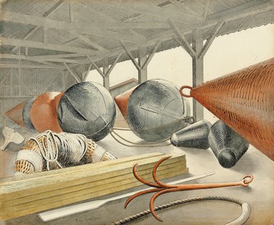 Bøjer og gribekrog, 1933 af Eric Ravilious