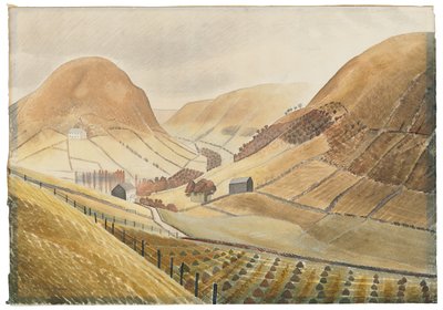 Corn Stokoks and Farmsteads - Hill Farm, Capel-y ffin, Wales, 1938 af Eric Ravilious