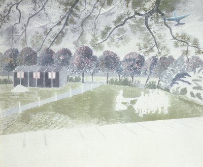 Demonstrer en pistol af Eric Ravilious