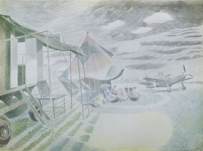Mustang og telt, ca. 1942 (wc) af Eric Ravilious