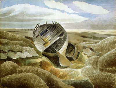 Salt Marsh, 1938 (wc over blyant på papir) af Eric Ravilious