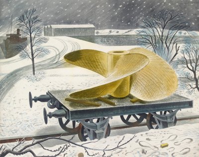 Skibsskrue på en jernbanevogn, begyndelsen af det 20. århundrede af Eric Ravilious