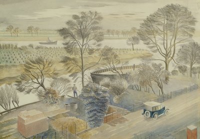 Themsen ved Hammersmith af Eric Ravilious