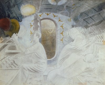 Working Controls when Submerged, ca. 1940 (blyant og wc på papir) af Eric Ravilious