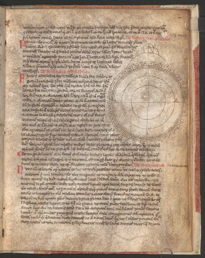 Helside: tekst og skema: forklaring af astrolabiet, Johannes Hispanus, Liber Astrolabii, Italien af Erich Lessing