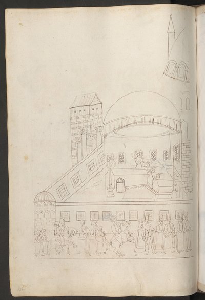 Pennetegning: indre gård i en moské af Erich Lessing