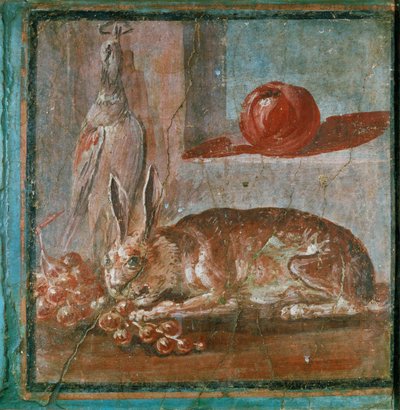 Stilleben med hare og vindruer af Erich Lessing