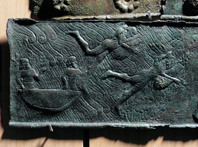 Svømmere med griseblærer til at holde sig flydende ... af Erich Lessing