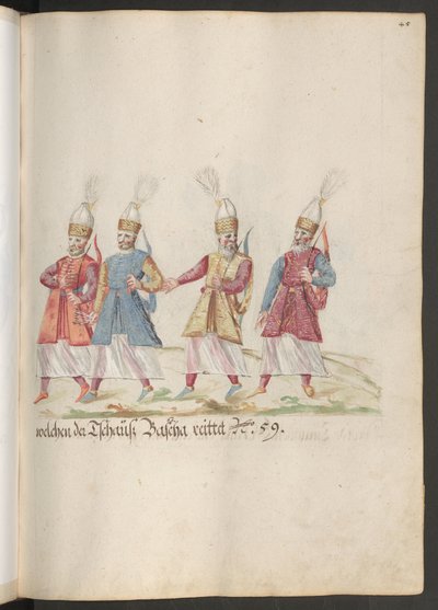 En pasha og sultans hof: fire tyrkiske bueskytter fra sultanens livvagt af Erich Lessing