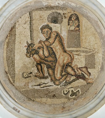 Theseus kæmper mod minotauren, tondo af Erich Lessing