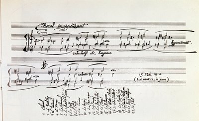 Detalje af musikalsk partitur af Sport og underholdning af Erik Satie af Erik Satie