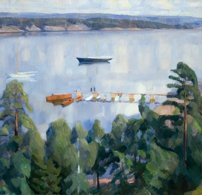 Udsigt fra Lysaker mod Bygdoy af Erik Theodor Werenskiold