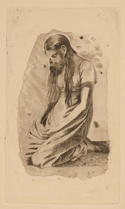 Knælende ung pige af Erling Eckersberg