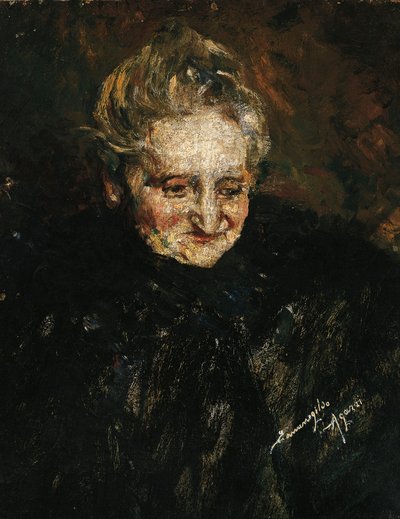 Portræt af mor af Ermenegildo Agazzi (1866-1945) af Ermenegildo Agazzi