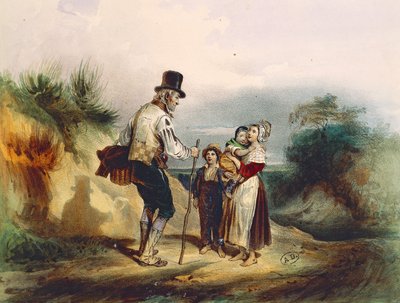 Genvejen, illustration af akvarel af Ernest Grenier til Les Miserables af Victor Hugo (1802-1885) af Ernest (after) Grenier