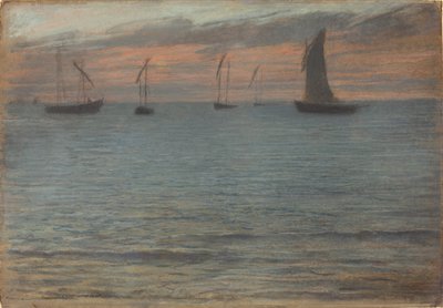 Et havlandskab ved solnedgang af Ernest Ange Duez