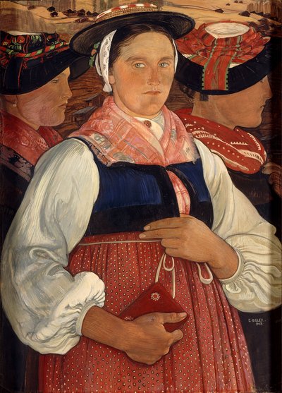 Tre Valais-piger af Ernest Bieler