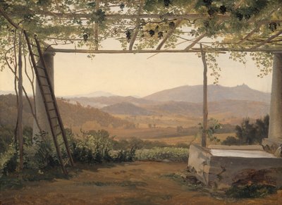 Springvand og pergola i Italien af Ernest Christian Frederik Petzholdt
