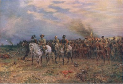 Cromwell ved Marston Moor, illustration fra The History of the British People udgivet af Waverley, ca. 1940 (farve litho) af Ernest Crofts