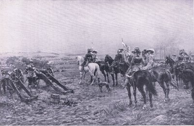 Prins Rupert ved slaget ved Marston, 2. juli 1644, illustration fra britiske slag på land og hav, 1915 af Ernest Crofts