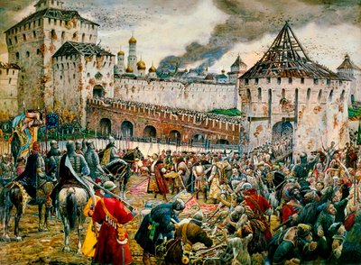 Uddrivelsen af polske angribere fra Kreml i Moskva, 1612 slutningen af det 19. eller begyndelsen af det 20. århundrede af Ernest Ernestovich Lissner