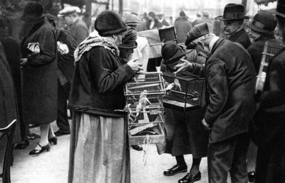 En gruppe af købere af kanariefugle, Paris, 1931. af Ernest Flammarion