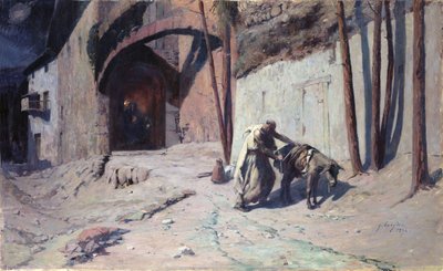 Flugten til Egypten eller Joseph Putting a Pack on his Æsel, 1894 af Ernest Georges Berges