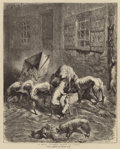 En hundemiddagsfest i Paris af Ernest Henry Griset