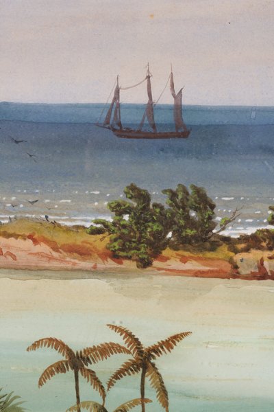 Detalje af Triptych of an Atoll, 1871 wc på papir af Ernest Henry Griset