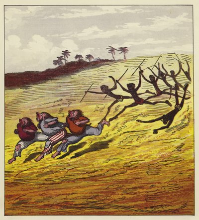De tre søfolk jaget af kannibaler af Ernest Henry Griset