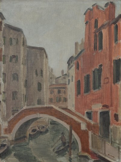 Kanal i Venedig, ca. 1930 (olie på lærred) af Ernest Hiram Brülhart