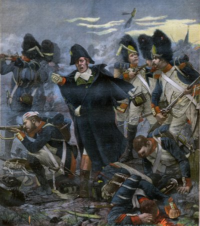 General Pierre Cambronne (1770-1842) sammen med sine tropper i slaget ved Waterloo - gravering efter Delahaye, Ernest Jean (1855-1921) - af Ernest Jean Delahaye