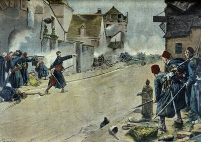 Paul Deroulede i slaget ved Montbeliard (kobberstik) af Ernest Jean Delahaye