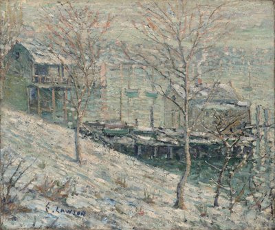 Harlem River Vinterscene, ca. 1910 af Ernest Lawson