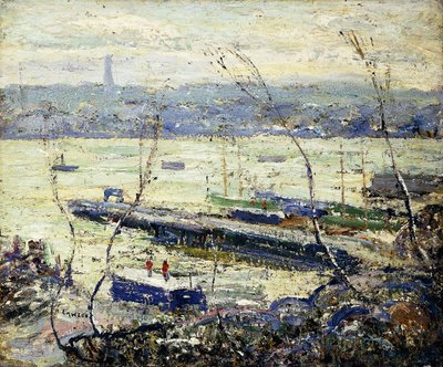 På Hudson af Ernest Lawson