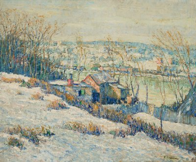 Upper Harlem River-Winter, ca. 1915 (olie på lærred) af Ernest Lawson