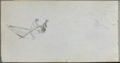 Skitsebog, side 04: Figurer i en båd. af Jean Louis Ernest Meissonier