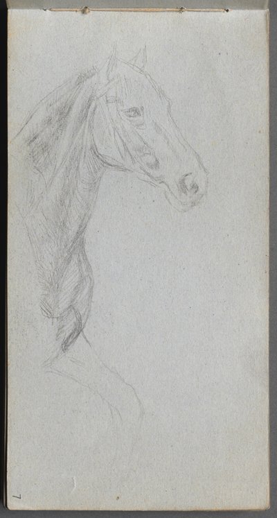 Skitsebog, side 07: Studie af en hest af Ernest Meissonier