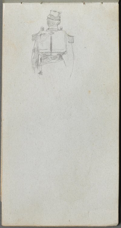 Skitsebog, side 08: Studie af en soldat bagfra. af Jean Louis Ernest Meissonier