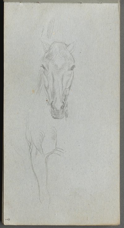 Skitsebog, side 09: Studie af en hest af Ernest Meissonier