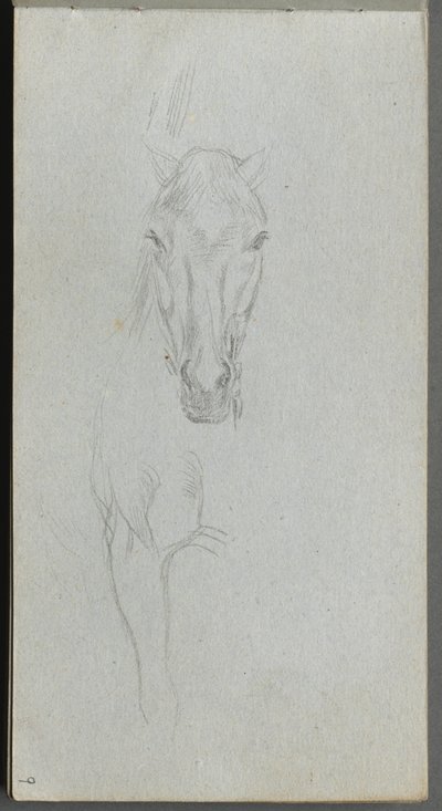 Skitsebog, side 09: Studie af en hest. af Jean Louis Ernest Meissonier