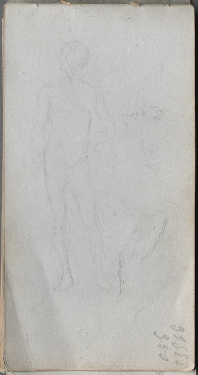 Skitsebog, side 100: Nøgen figur, profil af Ernest Meissonier